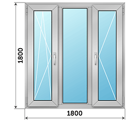Трехстворчатое окно СИАЛ 1800x1800