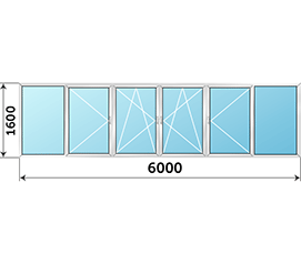 Теплое окно на балкон KBE 6000x1600